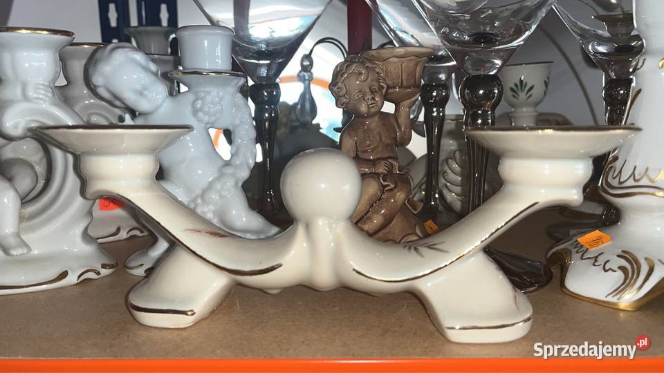 Świecznik na 2 świece Porcelana w kolorze ecru pomorskie Gdańsk