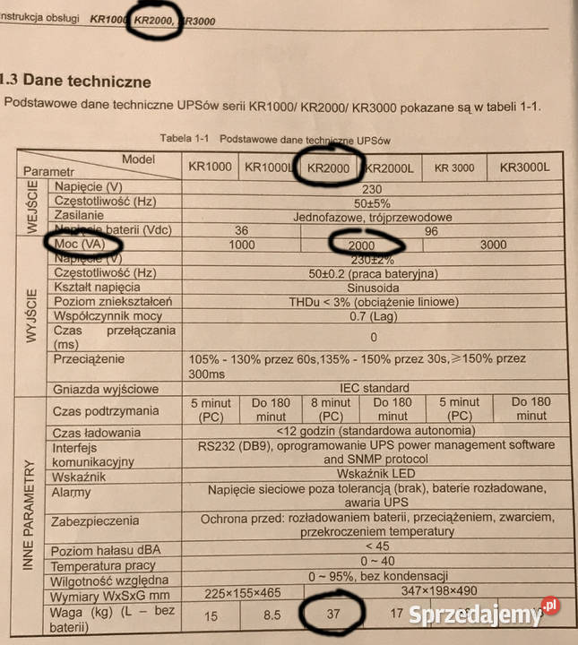 Zasilacz UPS Fideltronik KR 2000 o mocy 2000 VA Kraków