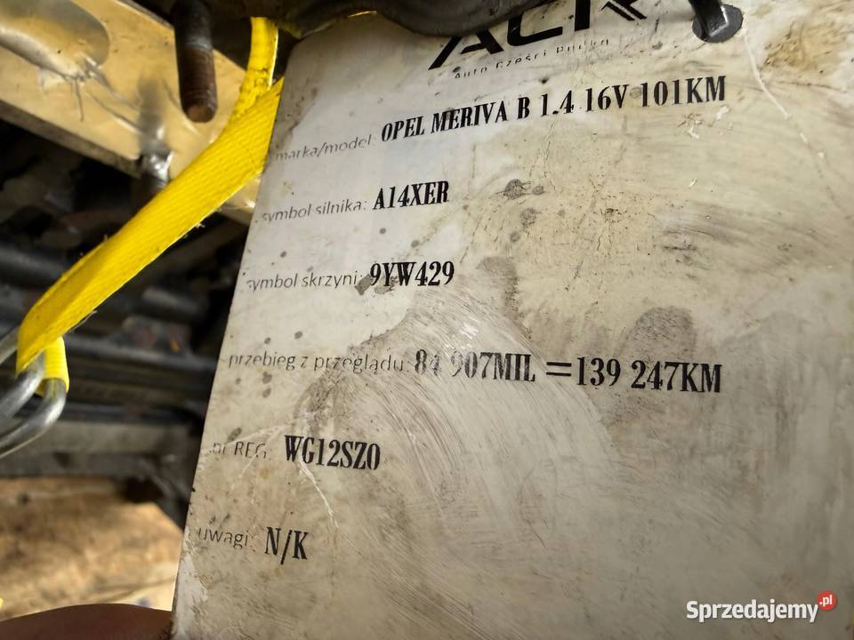 SILNIK A14XER Opel Meriva B Corsa D Astra IV J lubelskie Rudka