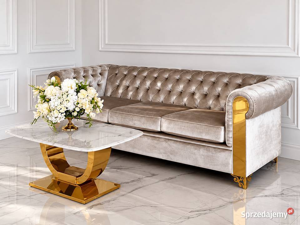 Sofa Glamour AVIATOR Złota Pikowana Ekskluzywna mazowieckie Warszawa