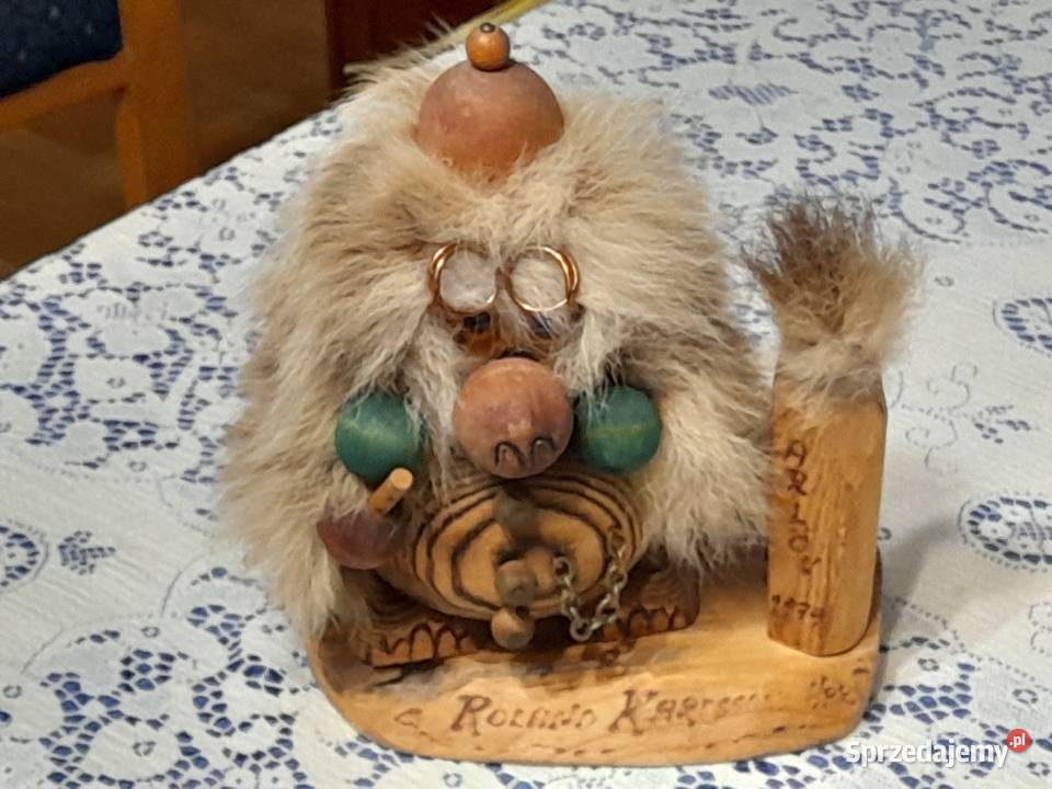 Vintage Drewniany szwedzki Troll figurka mazowieckie Iłża