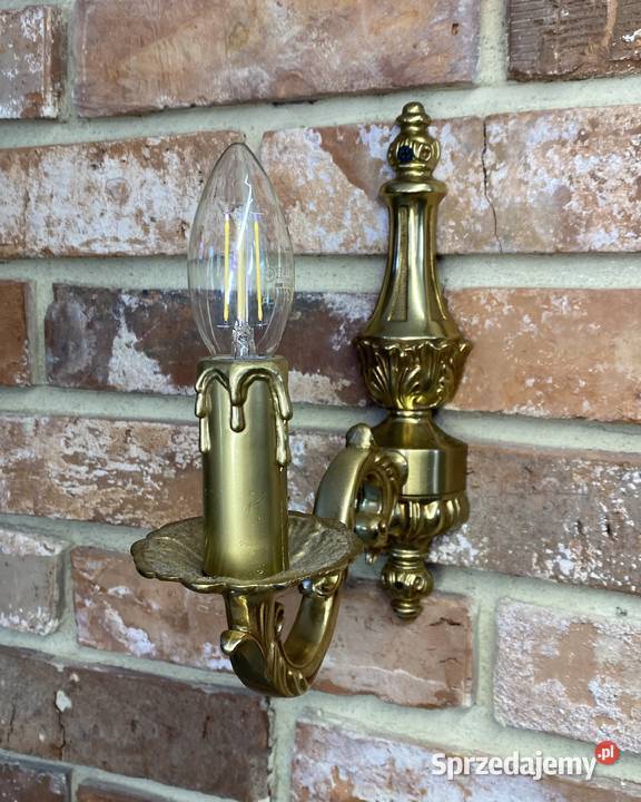 Para Francuskich kinkietów 3 mosiądz Antyk Poznań