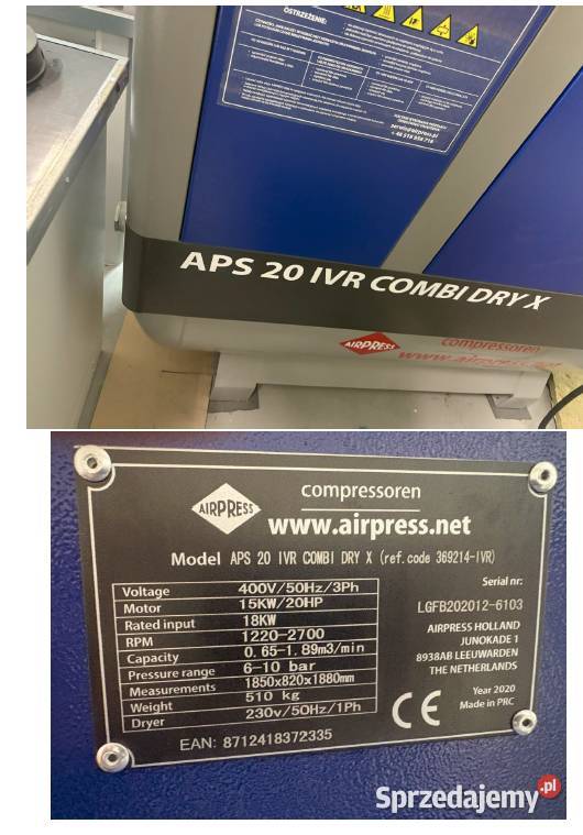 Kompresor AIRPRESS Aps20 IVR Combi DRY X Białystok