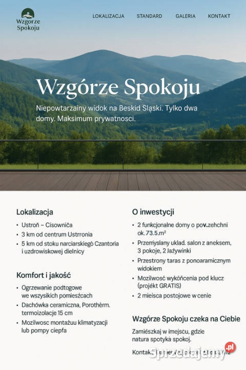 Działka z PNB Ustroń Cisownica widokowa gotowa budowlana śląskie
