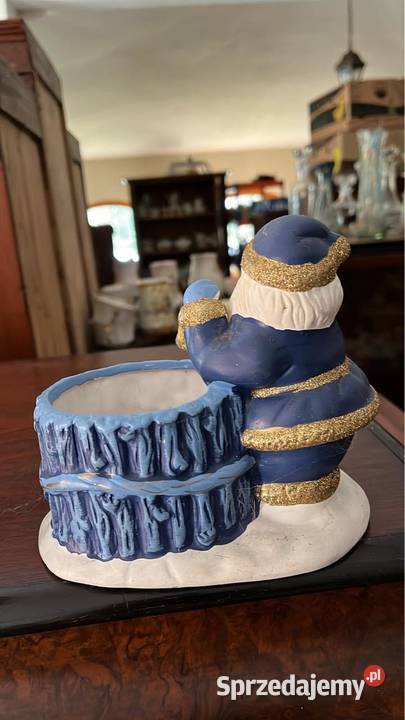 Mikołaj z dzwonkiem Ozdoba Boże Narodzenie Porcelana i szkło Gdańsk sprzedam