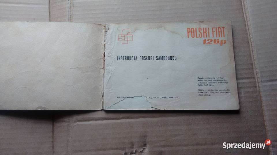 Fiat 126 p instrukcja obsługi z 1977 Pozostałe Kraśnik
