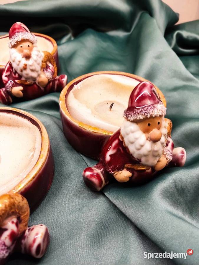 Świeczniki ceramiczne ze Świętym Mikołajem Głuchołazy