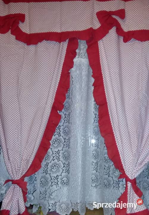 Zasłony z bawełny w groszki dwa szale łódzkie Łódź