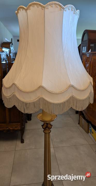 Piękna lampa podłogowa mosiądzdrewnosklep śląskie Dąbrowa Górnicza
