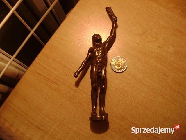 Starocie z PRL Rzeźba Figurka Atlety z brązu 17