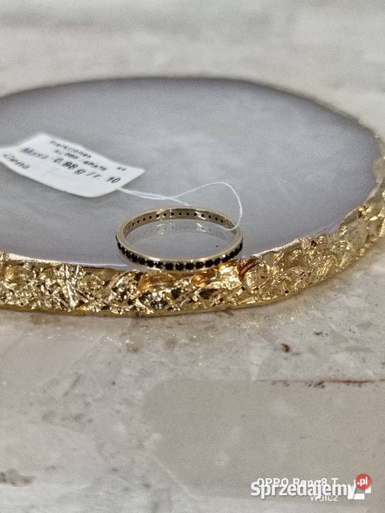 Złoty Nowy pierścionek z Onyksami 10pr585 Wałcz