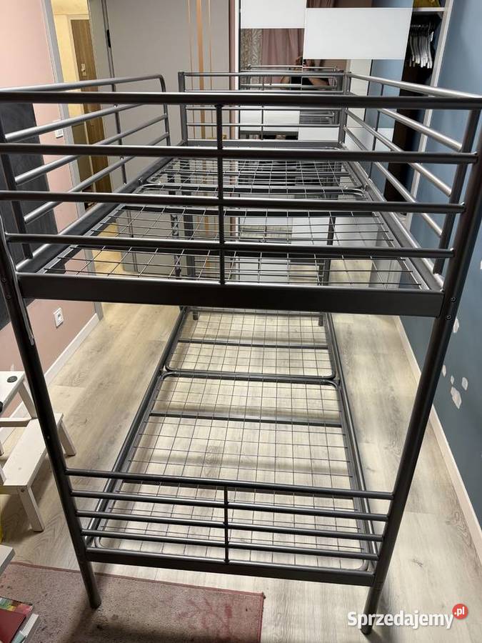 Łóżko piętrowe metalowe IKEA SVARTA szare Poznań