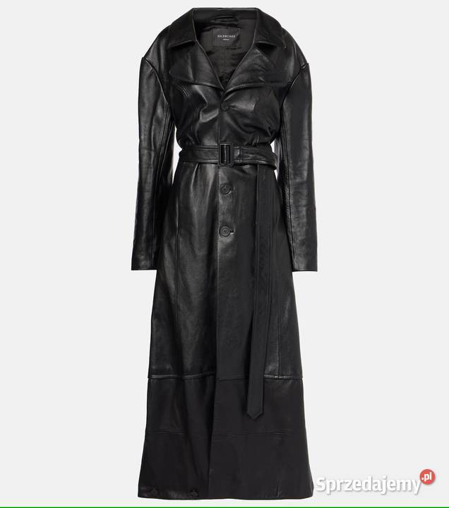 Jednorzędowy skórzany płaszcz Świdnica