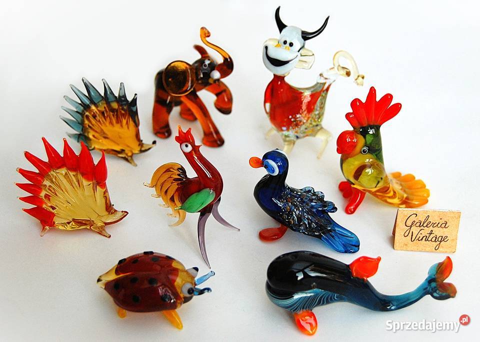 Szklane zwierzątka figurki ze szkła kolorowe wielokolorowy Lublin