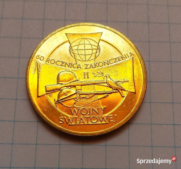 2 ZŁOTE 2005 POLSKA 60 ROCZ ZAKOŃCZ II WOJ ŚW Numizmatyka Piszczac sprzedam