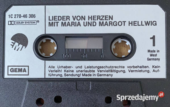 Maria i Margot Hellwig Piosenki płynące z kaseta śląskie Gliwice sprzedam
