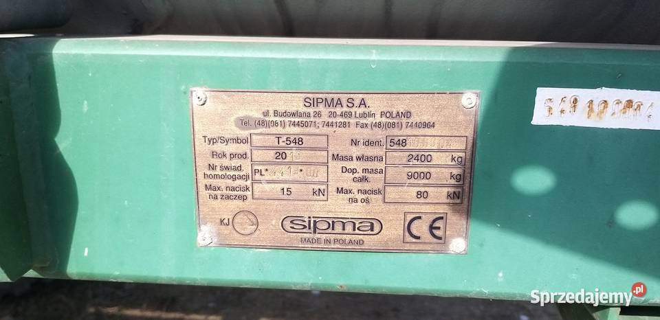 Beczka 7500l używana do wody SIPMA T548 2010 Sipma Pozostałe Nowy Sącz