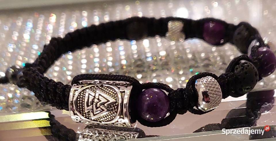 BRANSOLETKA STAL AMETYST LAWA RUNA PUDEŁKO Poraj