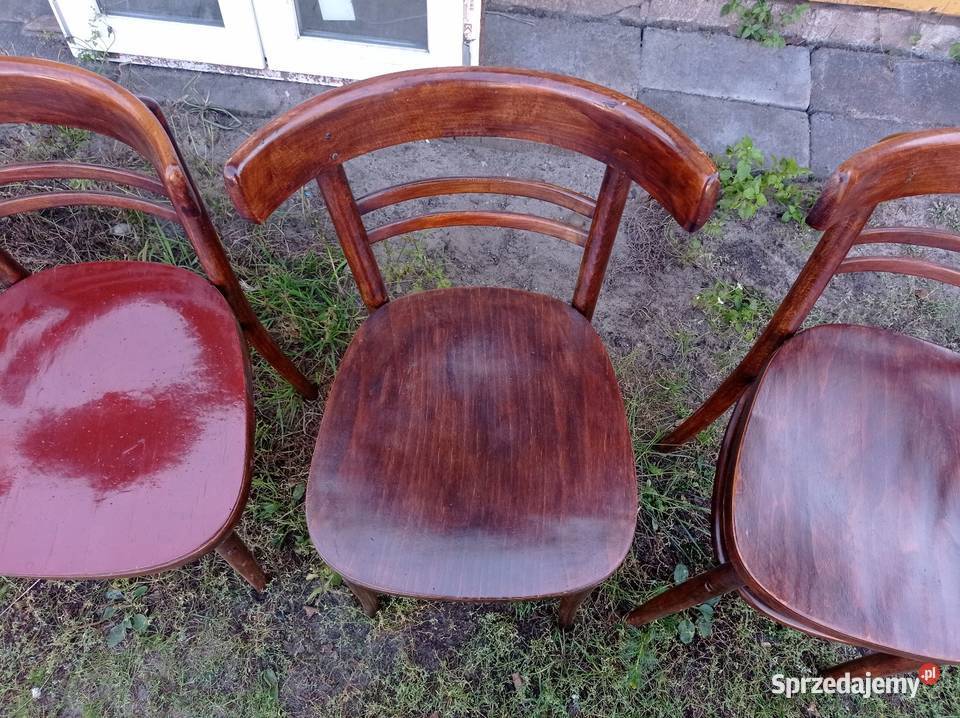Zabytkowe drewniane krzesła PRL 4 Pionki