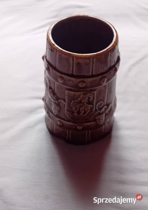 Ceramiczny szkliwiony kufel Okocim Bolesławiec Koźminek