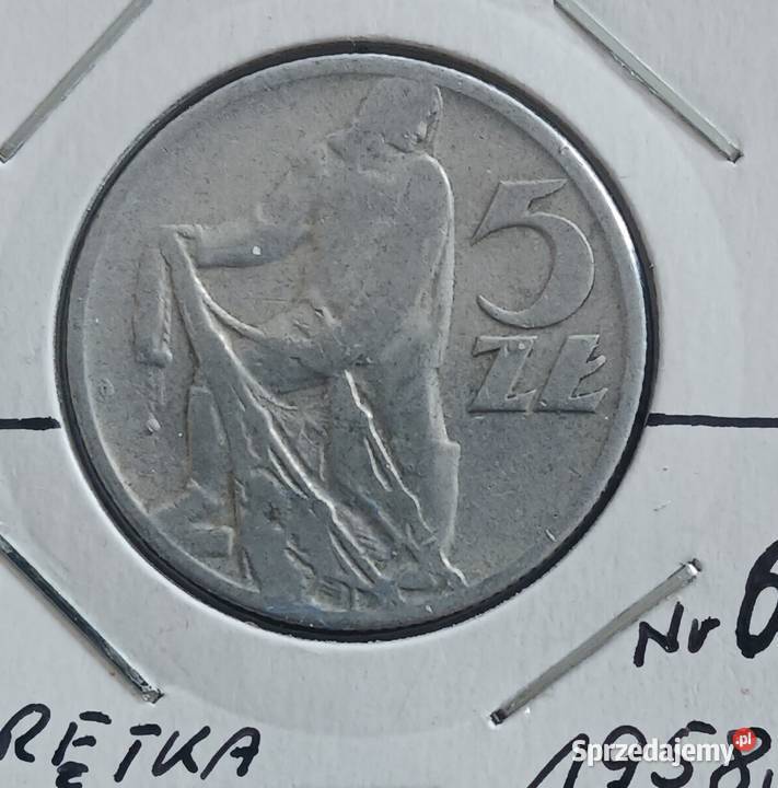 5 złotych Rybak 1958 r 6 Skrętka Konin