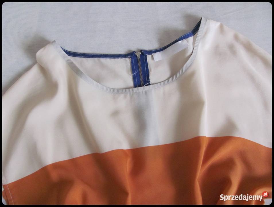 Bluzka trójkolorowa lekka 38 M zamek na karku Płock