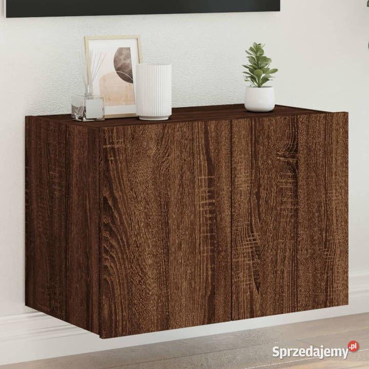 Ścienna szafka TV z LED brązowy dąb 60x35x41 Warszawa