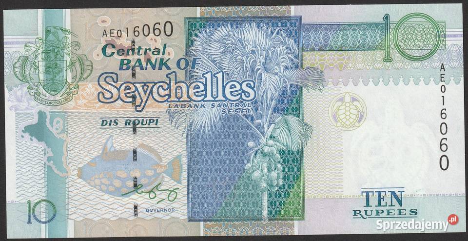 SESZELE 10 RUPEES 1998 ŻÓŁW AE STAN UNC Kolekcje Łódź