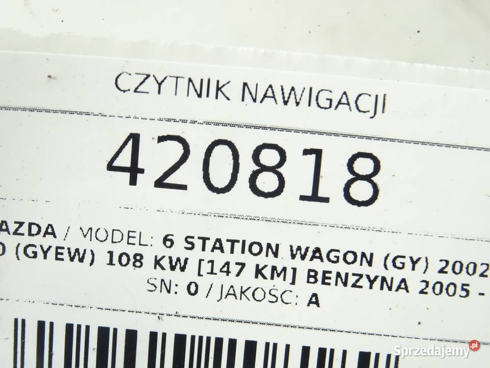CZYTNIK NAWIGACJI MAZDA 6 GY GR4B66DF0 0208 Nawigacje fabryczne