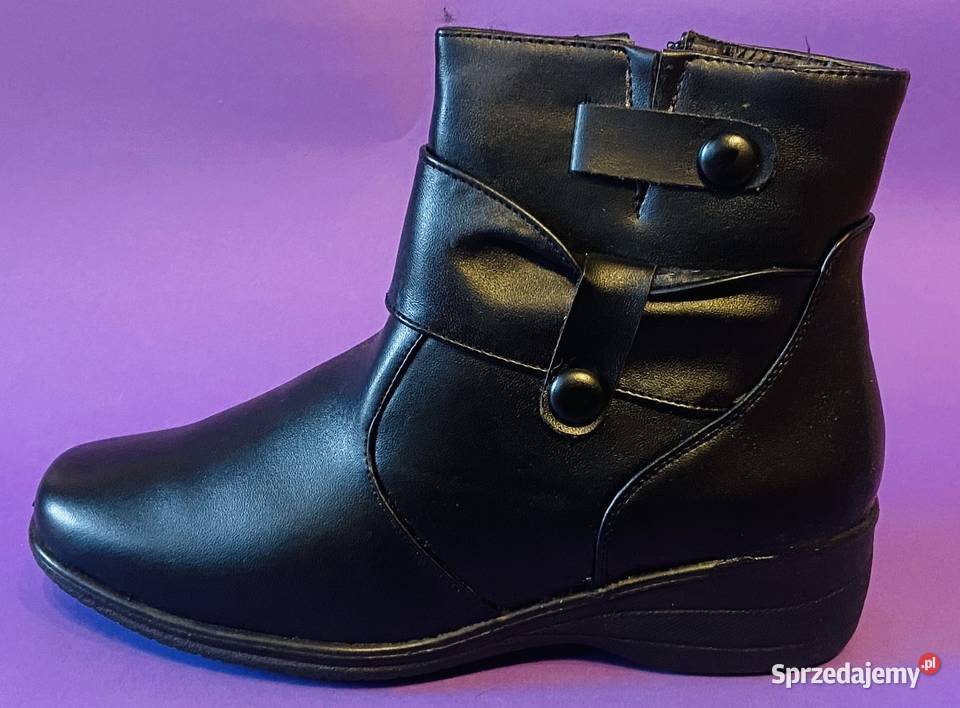 Czarne ocieplane damskie botki rozmiar 40