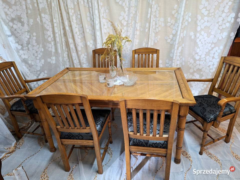 Stół z krzesłami krzesła drewniany zestaw Dubeczno