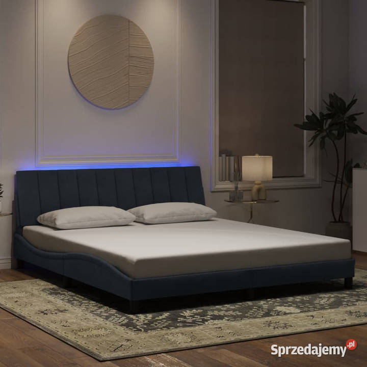 Rama łóżka z LED ciemnoszara aksamitna 180x200 Łóżka mazowieckie Warszawa