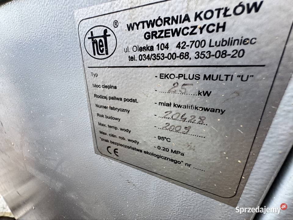 Piec CO na ekogroszek HEF EcoPlus Multi U 25kW z Przedbórz sprzedam