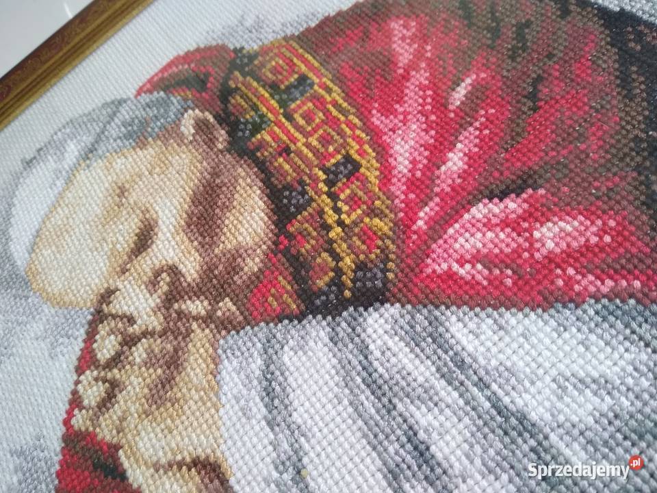 Obraz Jan Paweł II Haft Krzyżykowy Handmade Gdańsk