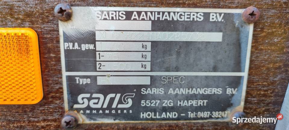 Przyczepka przyczepa Saris HN 1500 250X125 Opony dolnośląskie Milicz