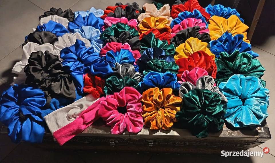 Modne frotki scrunchie welur aksamitnysatyna