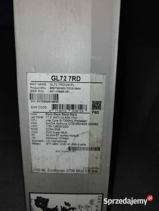 Laptop MSI GL72 RD 17 znizka Kraków