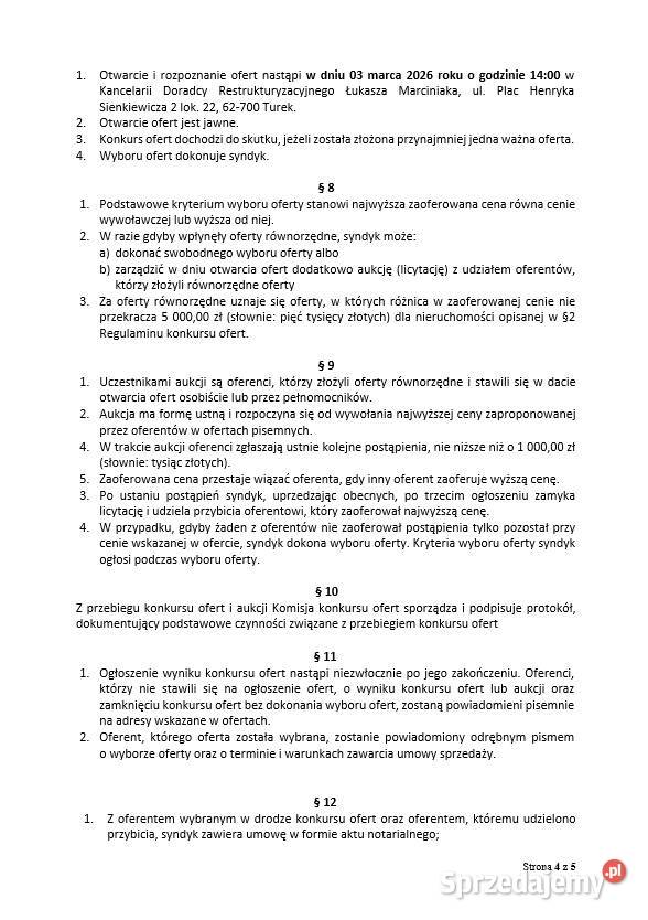 Syndyk sprzeda nieruchomość niezabudowaną we wsi Całowanie