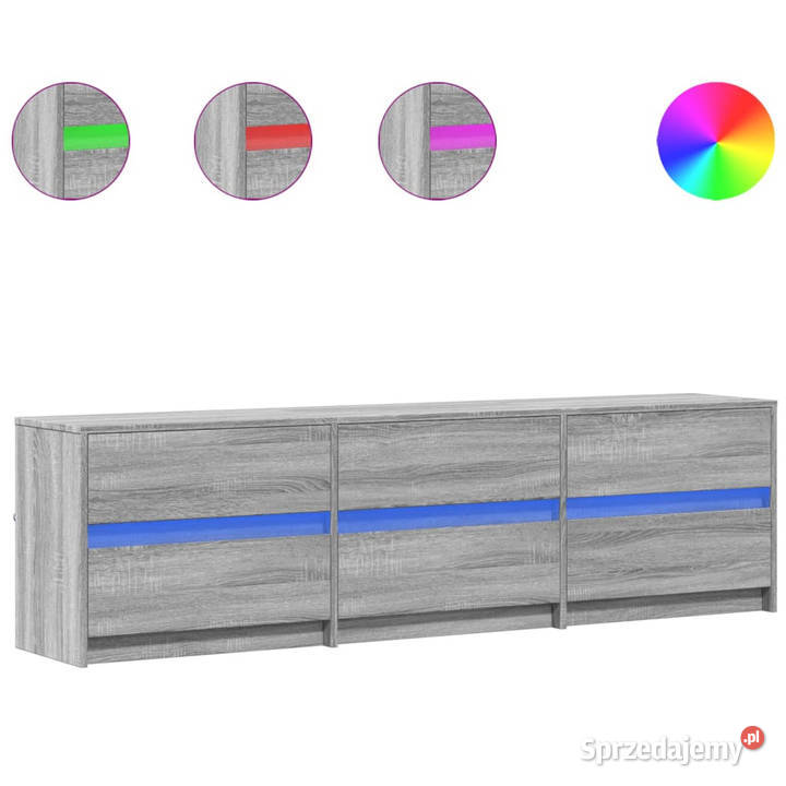 Szafka pod TV z LED szary dąb sonoma 180x34x50 mazowieckie Warszawa