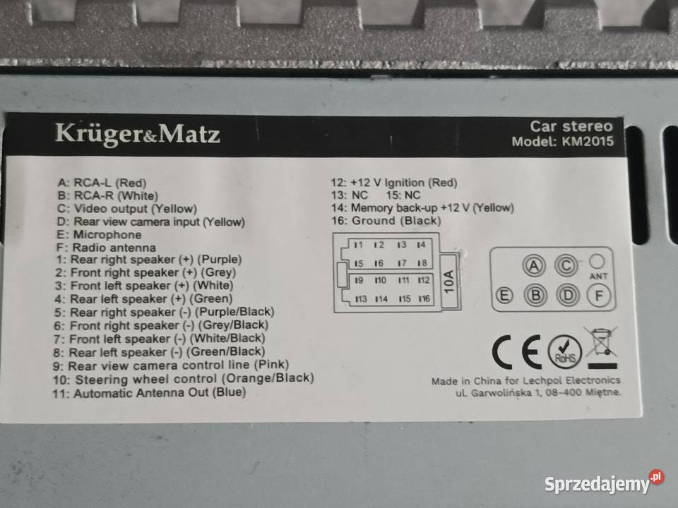 Sprzedam radio samochodowe Kruger matz Udorpie
