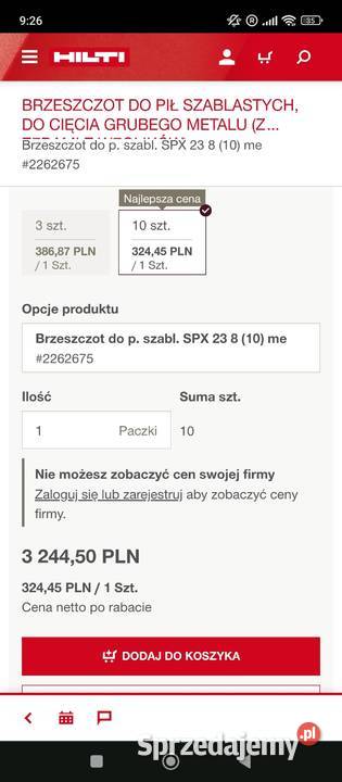 HILTI Brzeszczoty do stali nierdzewnej