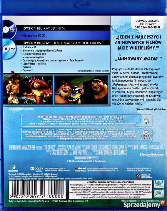 KRUDOWIE BLURAY 3D BLURAY animowany Kalisz sprzedam