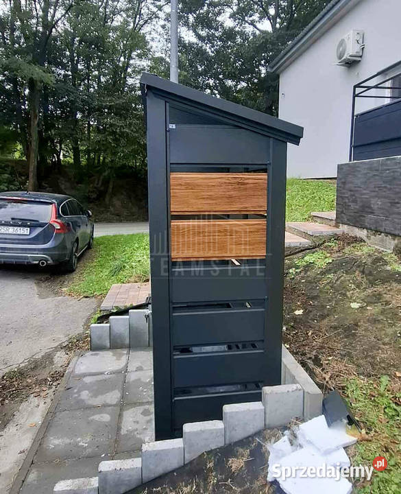 Wiata smietnikowa 15x05m drewnopodobny dach wielkopolskie Turek