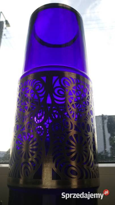 Wazon niebieskie szkło i stal nierdzewna Porcelana i szkło Bydgoszcz