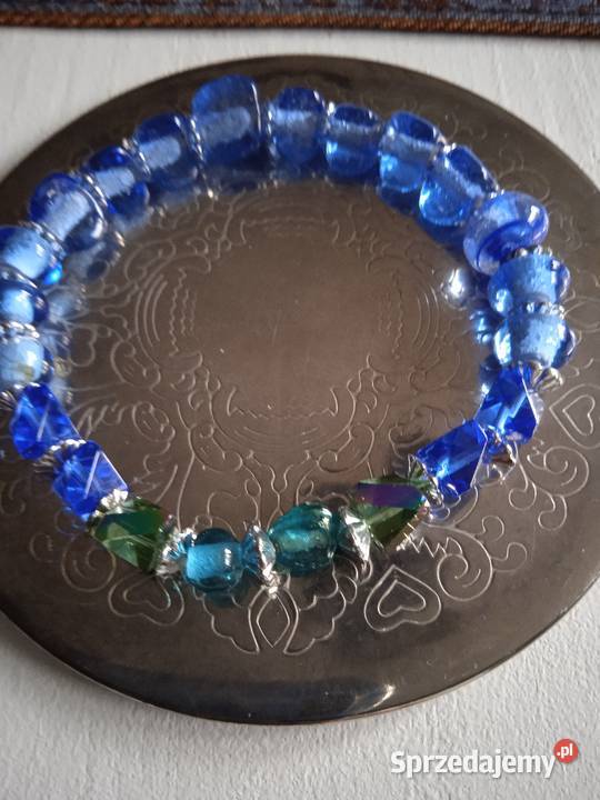 BRANSOLETKA Z BŁĘKITNYCH SZKLANYCH KORALIKÓW Piła