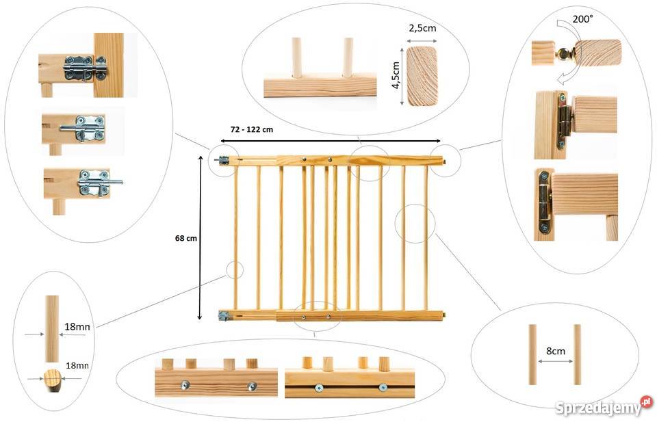 Nowa bramka ochronna zabezpieczająca drewniana Meble małopolskie Skawina
