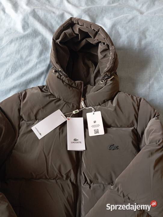 Kurtka puchowa Lacoste regular fit duże logo na