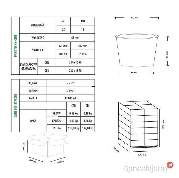 Kubki do lodów tajskich kubek papierowy 350ml Sandomierz sprzedam