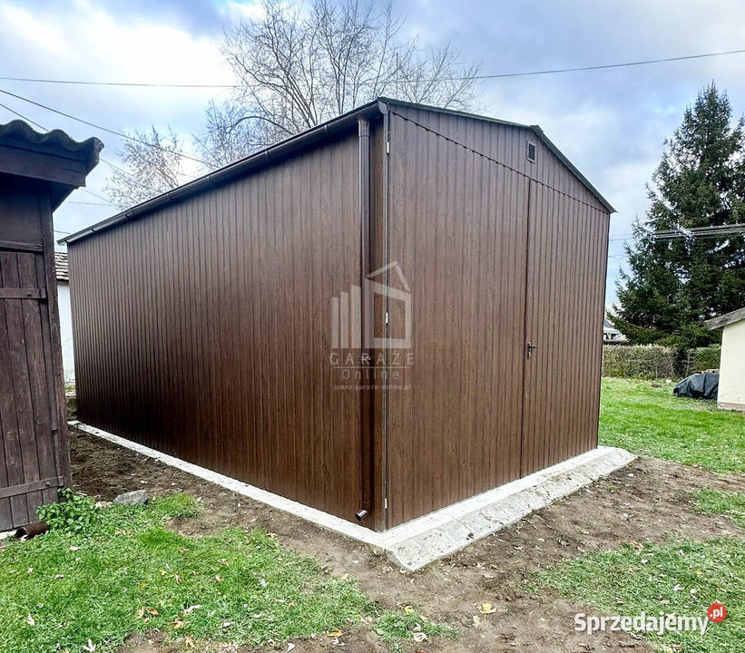 Garaż blaszany 4x6m brama dwuskrzydłowa drzwi Szczecinek