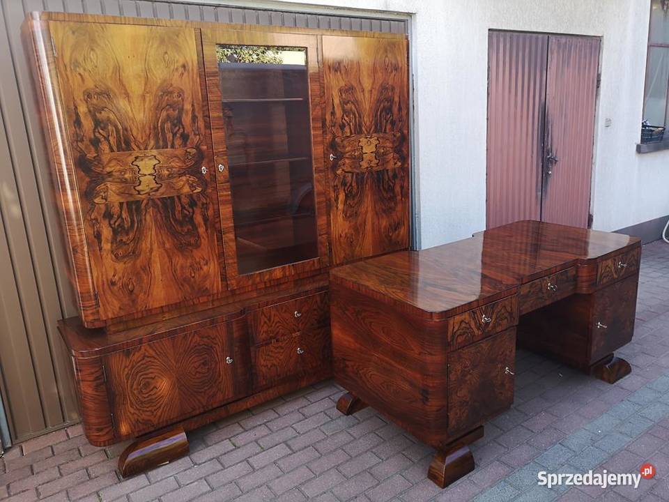 Gabinet Biblioteka Biurko ART-DECO Orzech Politura Stary Antyk Okazja. Swarzędz